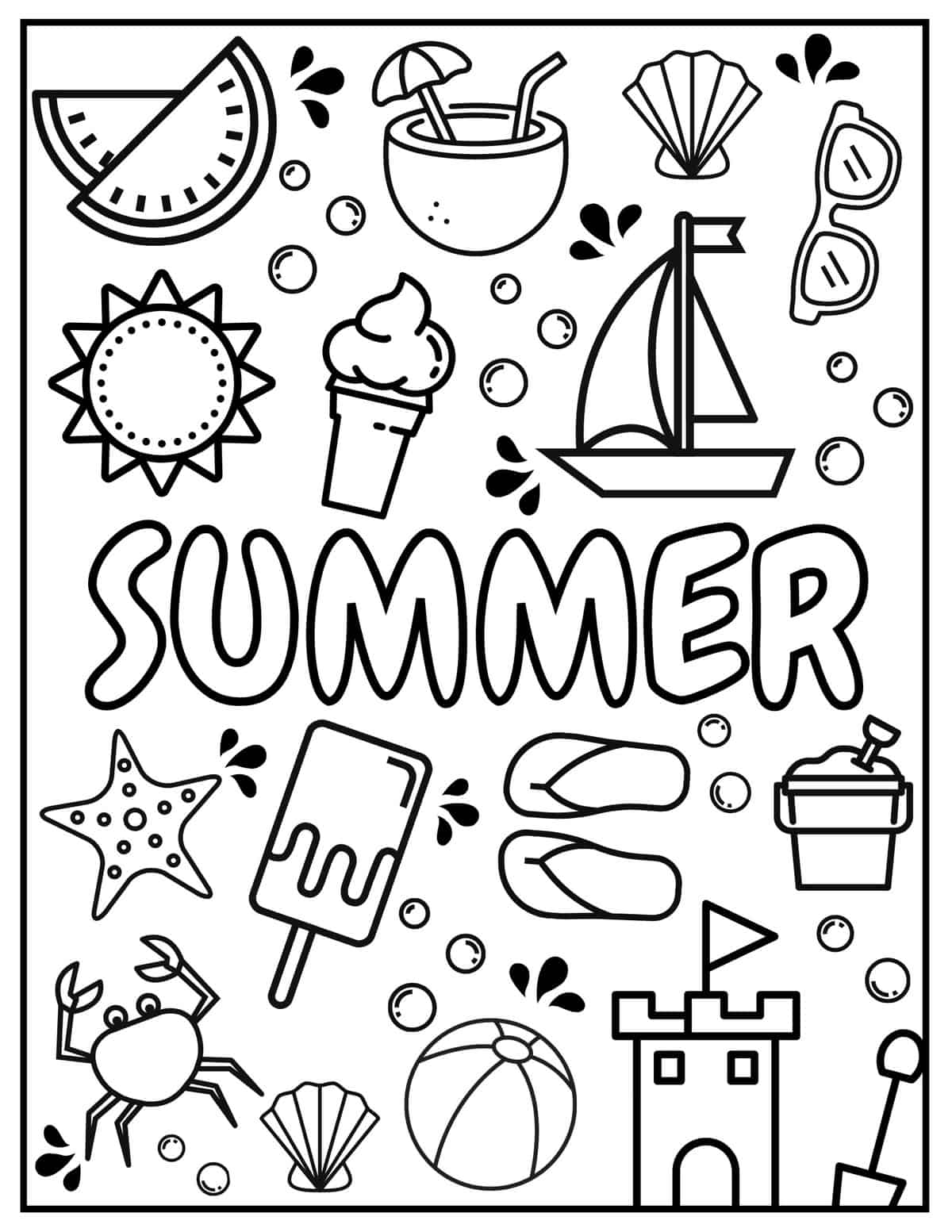 90+ Beach Theme Coloring Pages: Relax and Color by the Shore 64