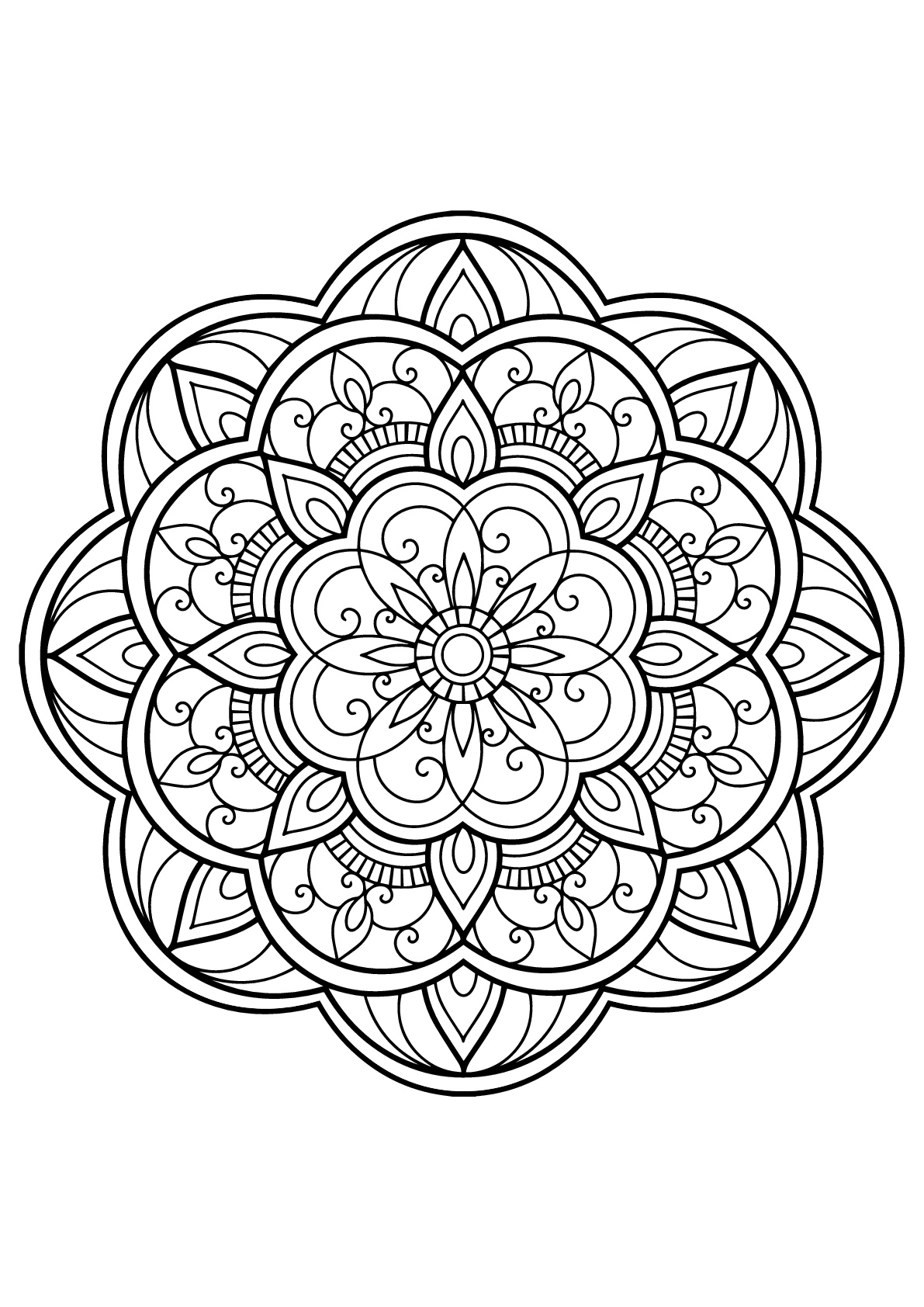 99+ Coloring Pages Mandala Free Printable 125