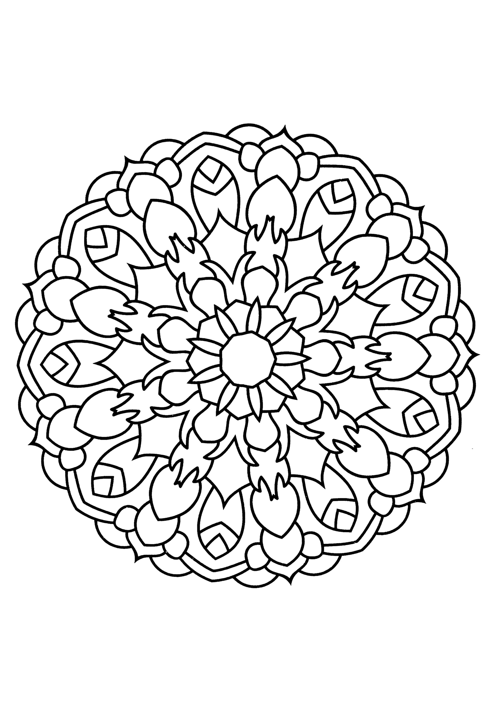 99+ Coloring Pages Mandala Free Printable 196