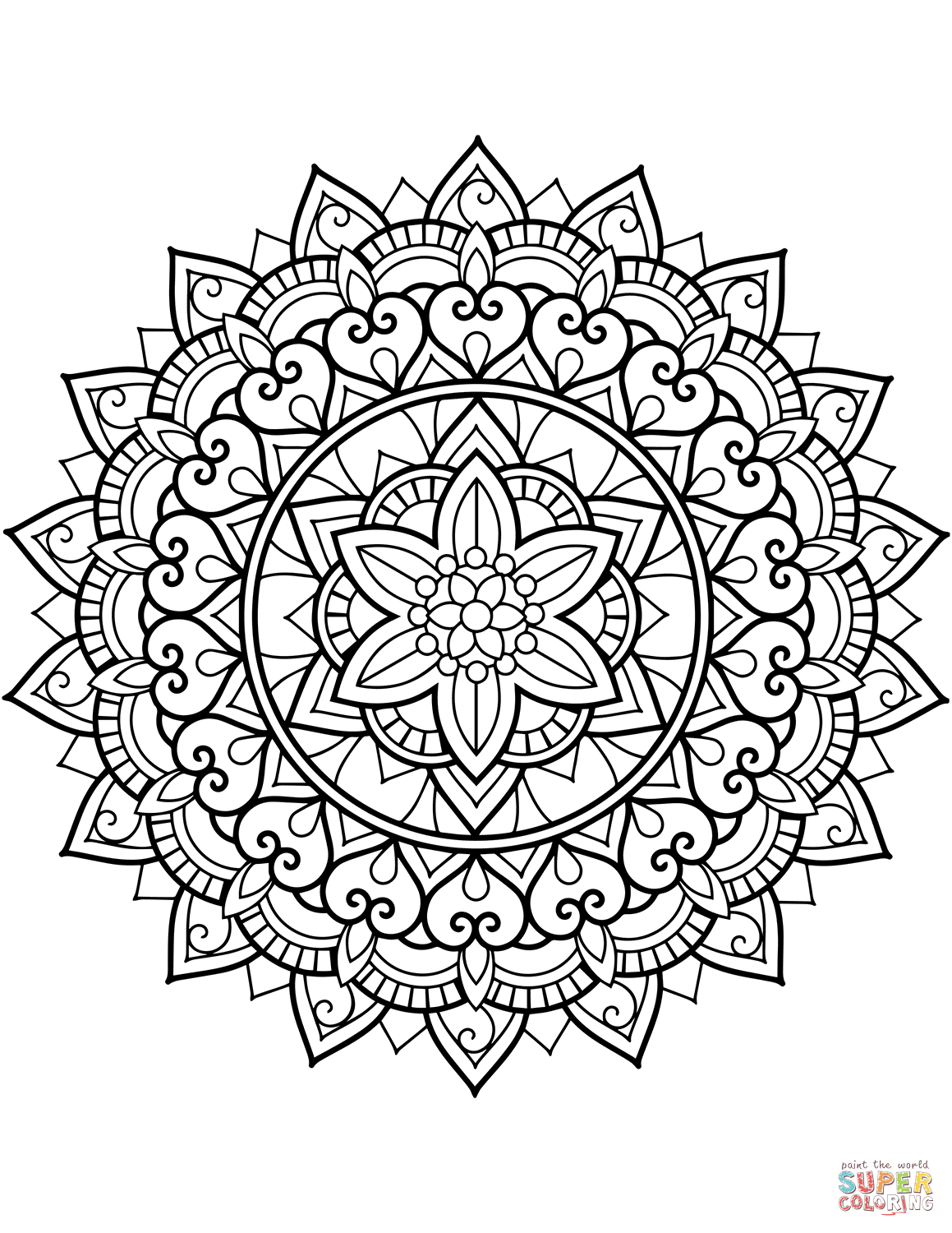 99+ Coloring Pages Mandala Free Printable 197