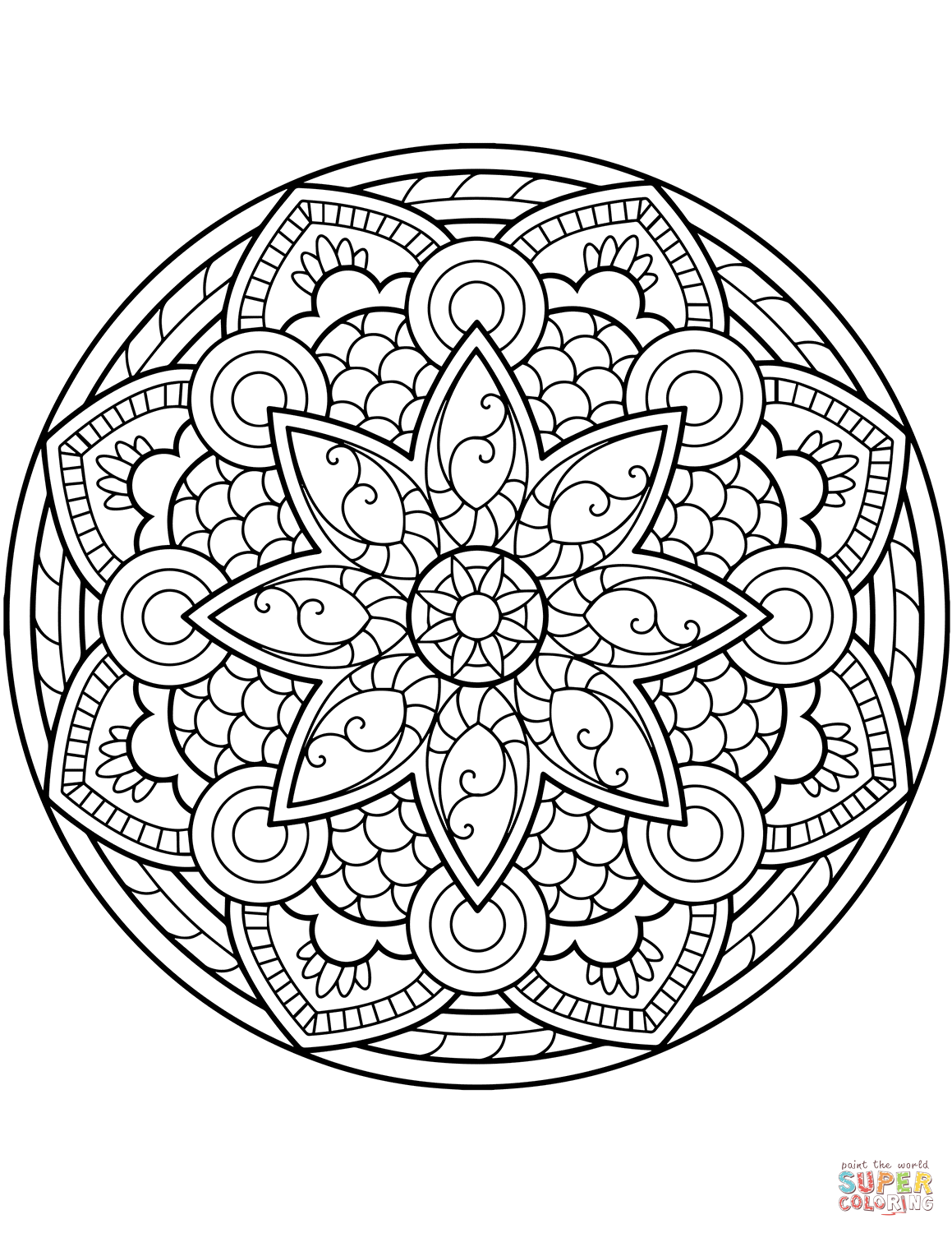 99+ Coloring Pages Mandala Free Printable 75