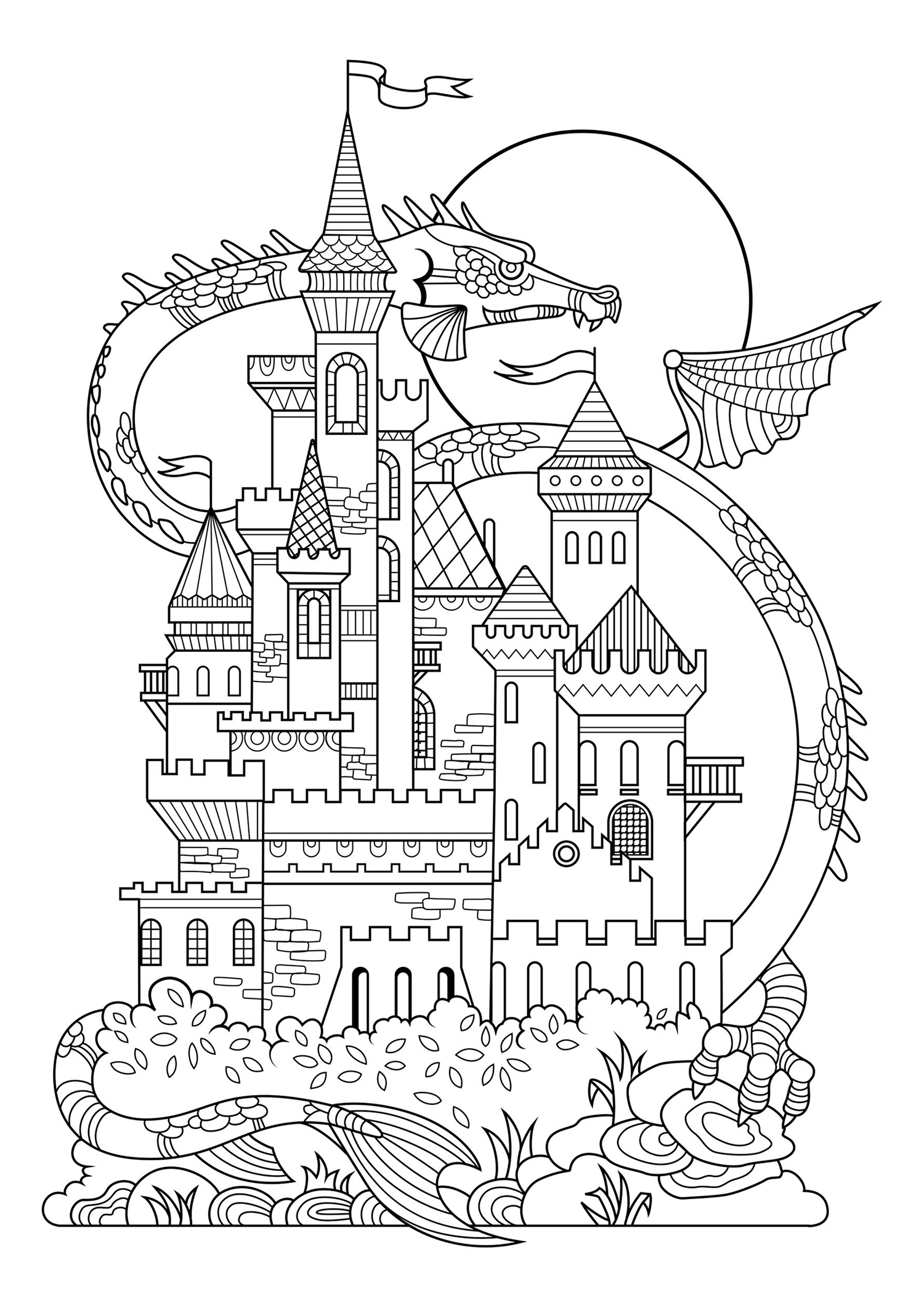 Dragon Coloring Pages Free Printable [Adult] 133