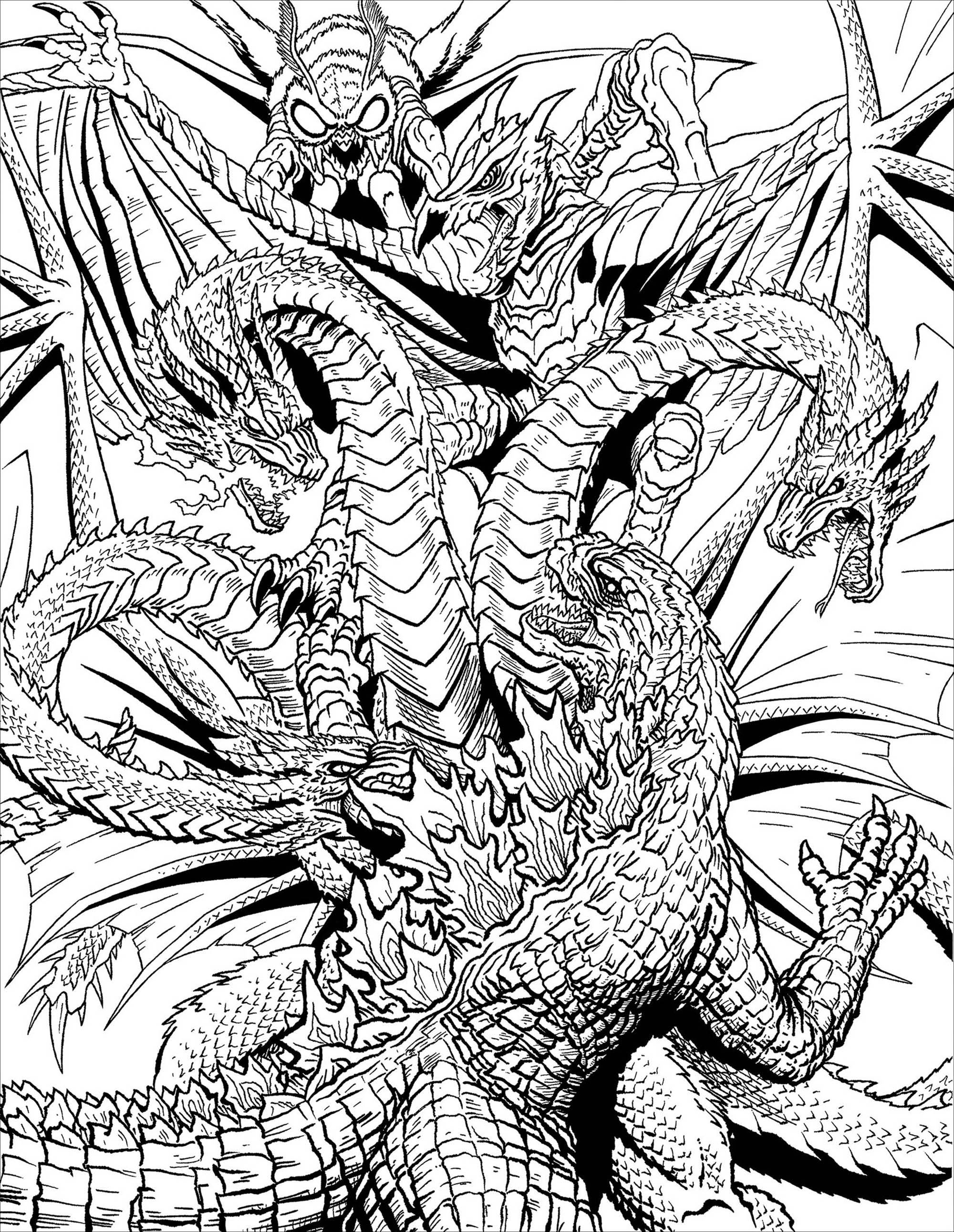 Dragon Coloring Pages Free Printable [Adult] 30