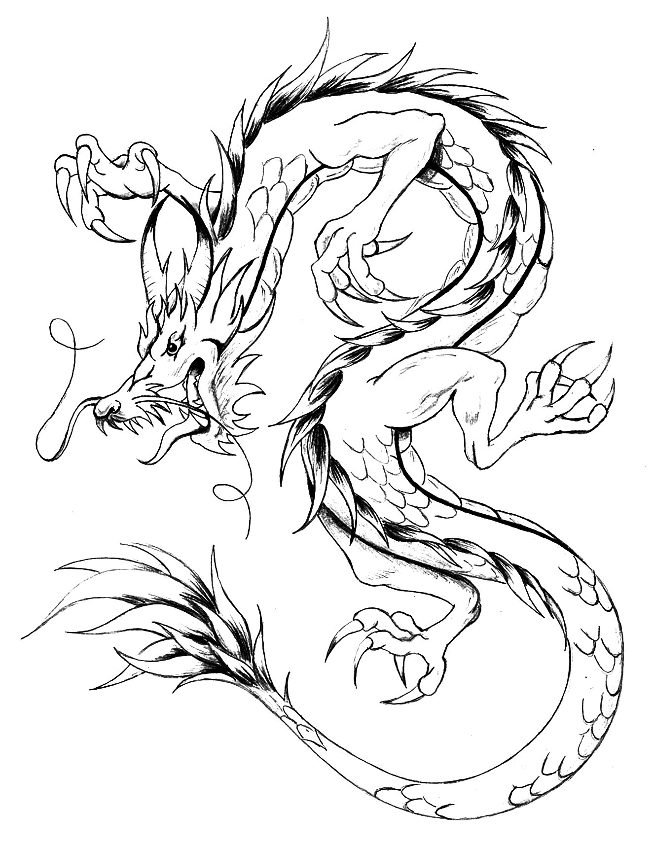 Dragon Coloring Pages Free Printable [Adult] 9