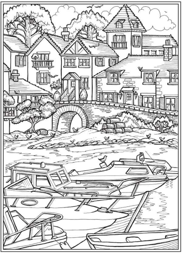 Explore the Village: 100 Charming Village Scenes to Color 1