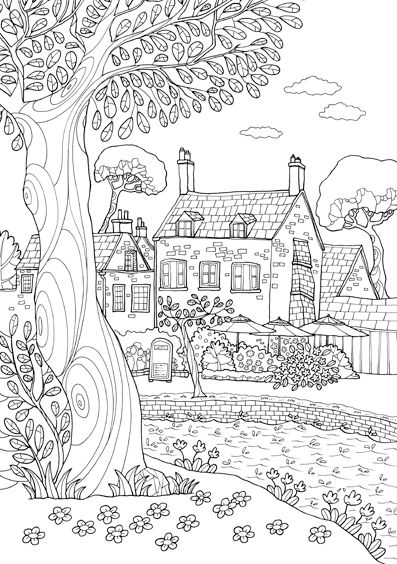 Explore the Village: 100 Charming Village Scenes to Color 4