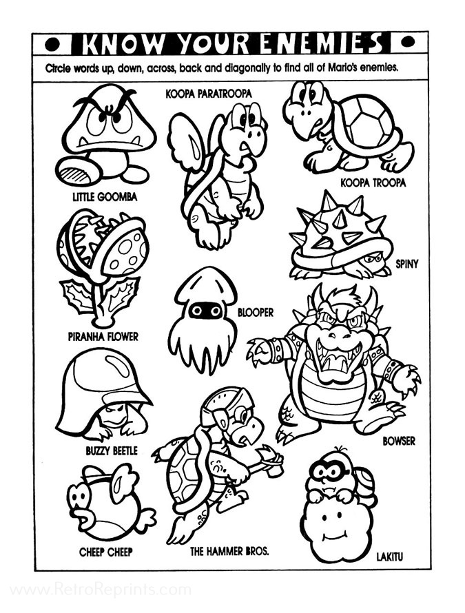 Mario Characters Coloring Pages Free Printable 61