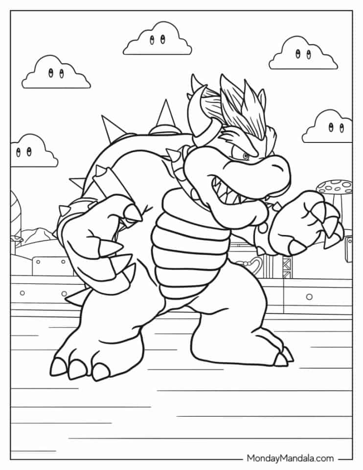 Super Mario Bowser Coloring Pages Free Printable 102