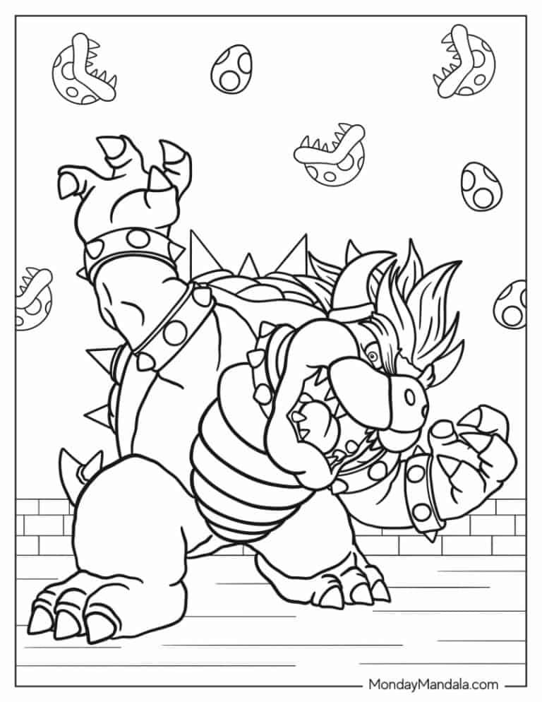 Super Mario Bowser Coloring Pages Free Printable 23