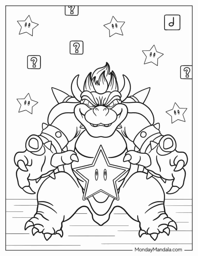 Super Mario Bowser Coloring Pages Free Printable 32