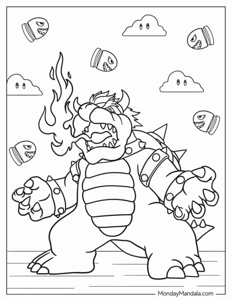 Super Mario Bowser Coloring Pages Free Printable 42