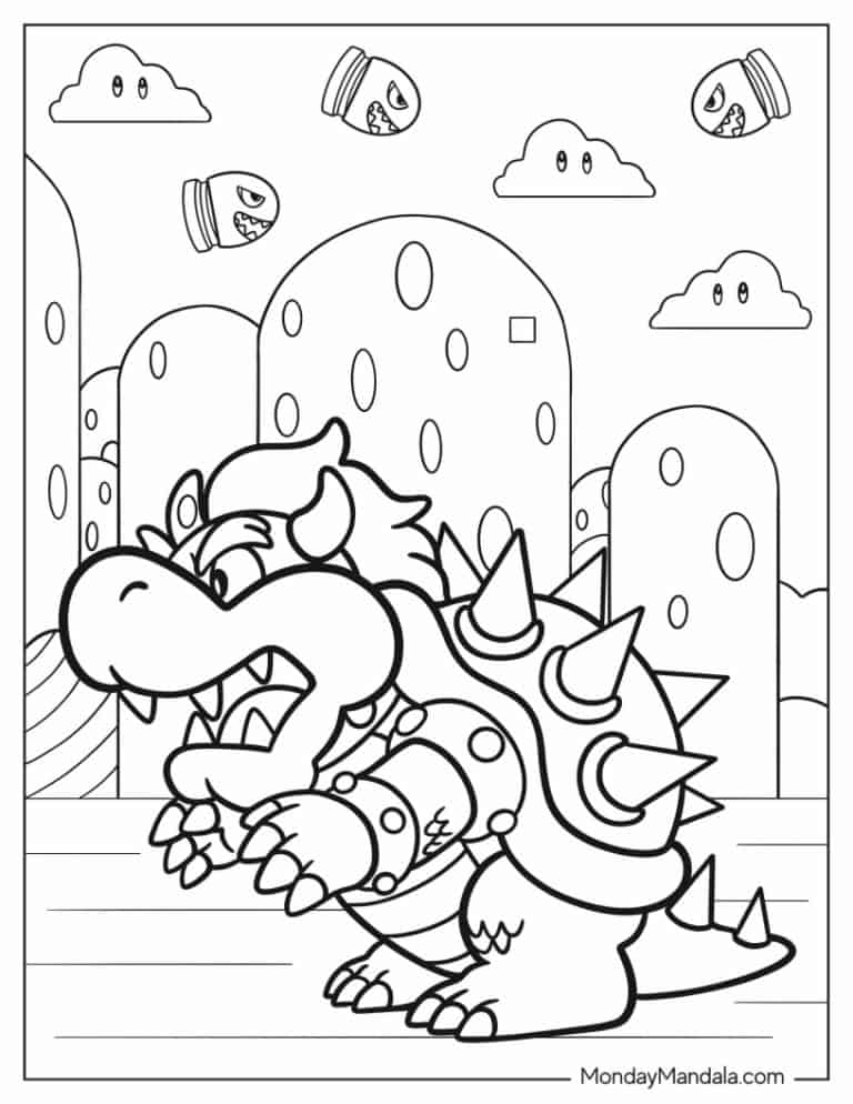 Super Mario Bowser Coloring Pages Free Printable 77