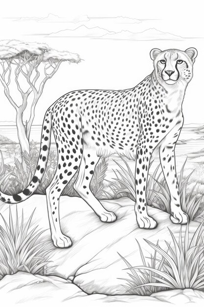 200+ Coloring Page of a Cheetah: Roar with Coloring Excitement 181