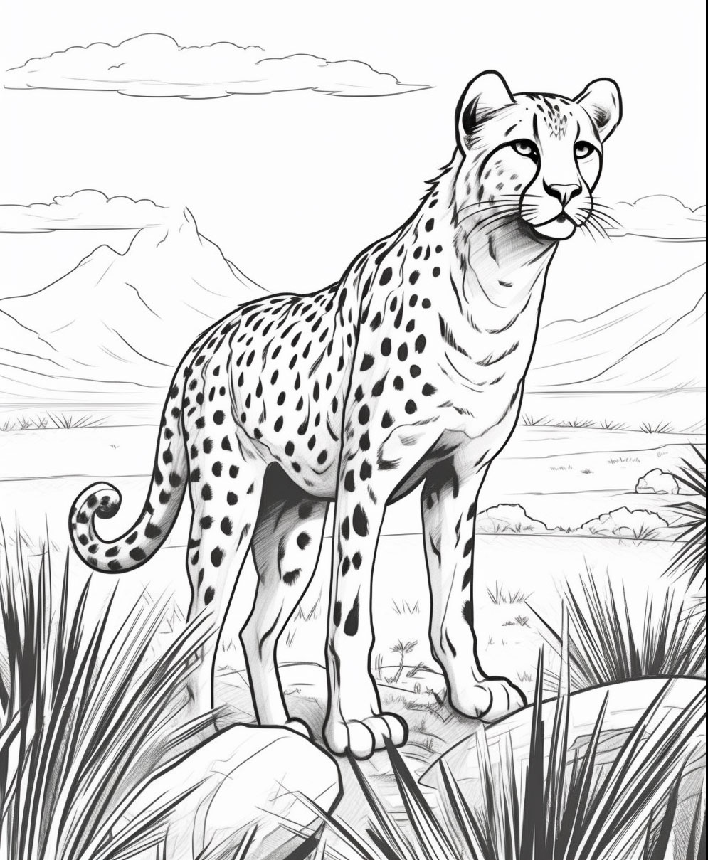 200+ Coloring Page of a Cheetah: Roar with Coloring Excitement 20