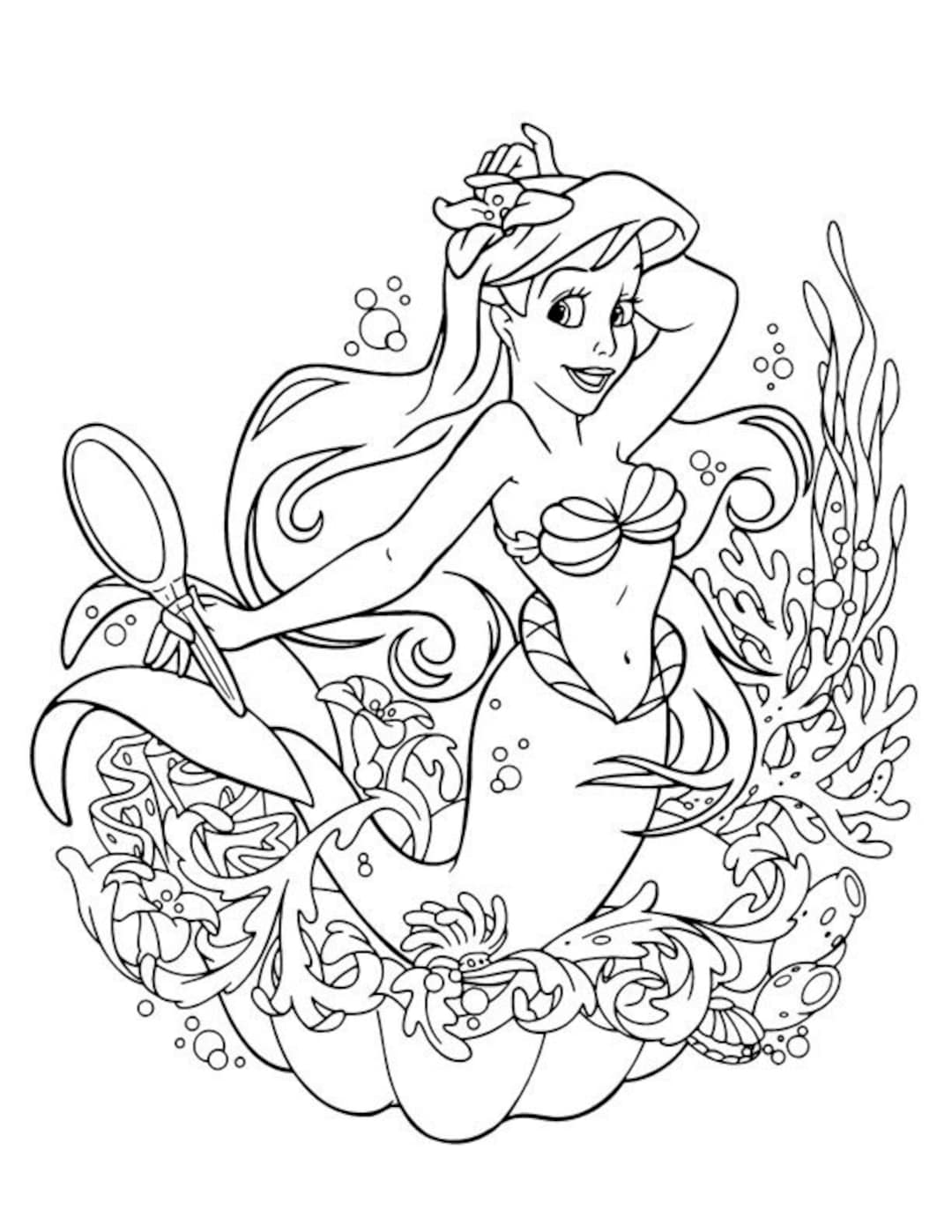 130+ Ariel Mermaid Coloring Pages for Disney Fans 107