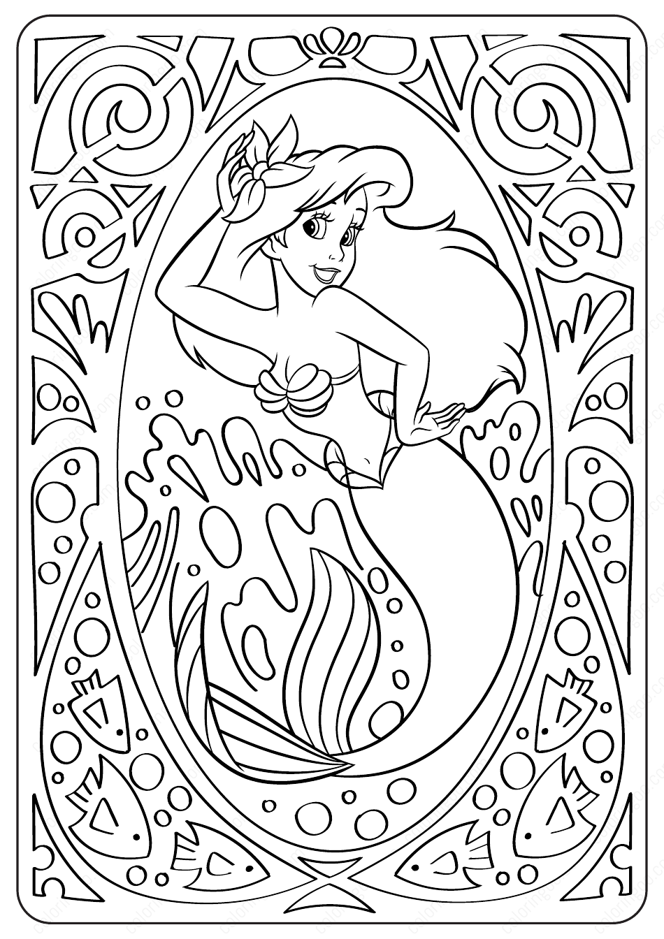 130+ Ariel Mermaid Coloring Pages for Disney Fans 55