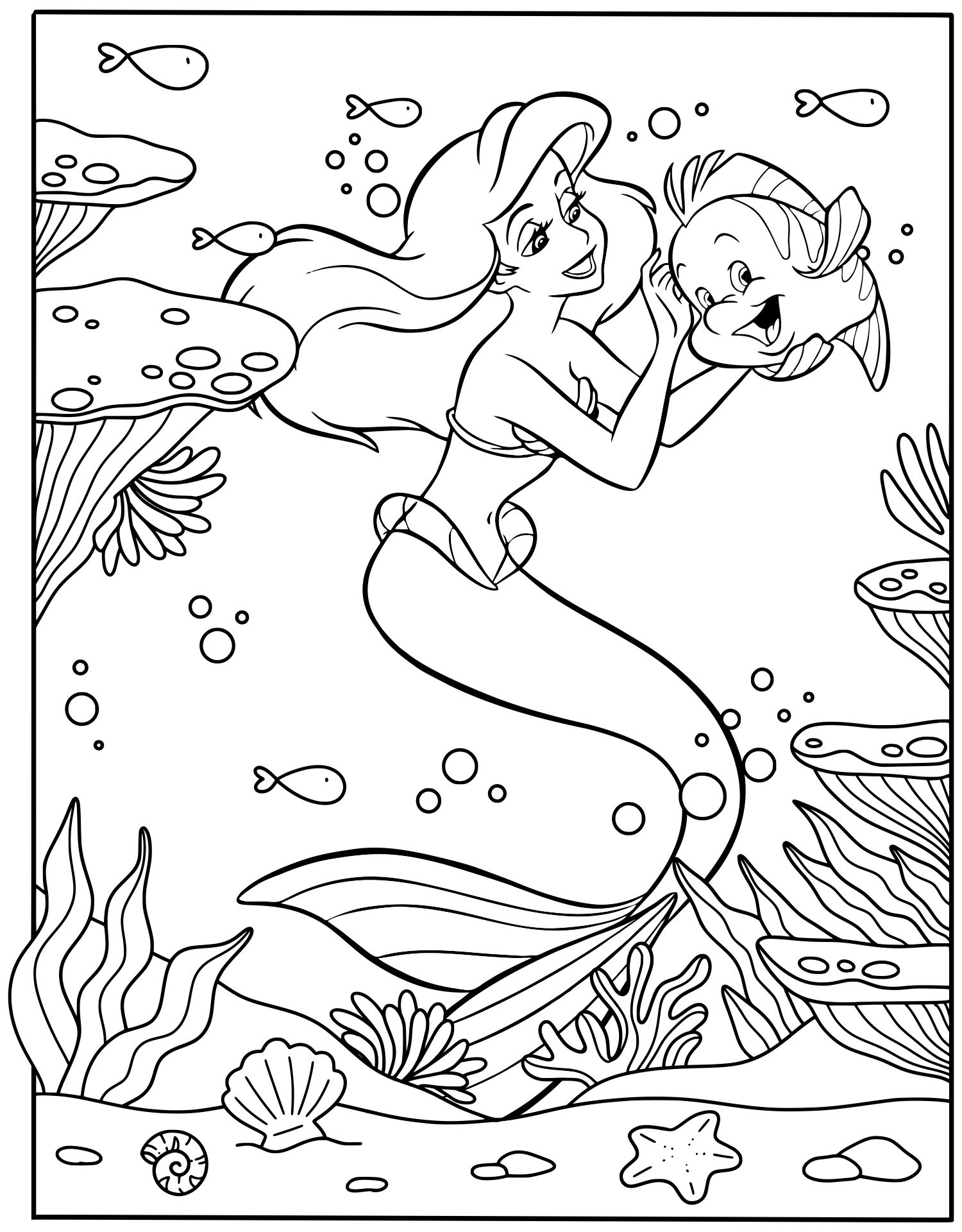 130+ Ariel Mermaid Coloring Pages for Disney Fans 63