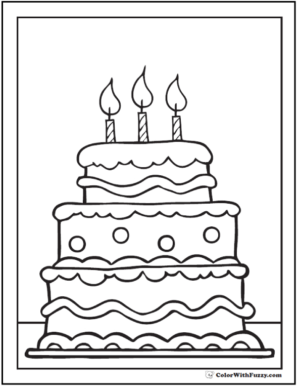 133+ Coloring Page of a Birthday Cake Printable 1