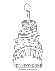 133+ Coloring Page of a Birthday Cake Printable 110