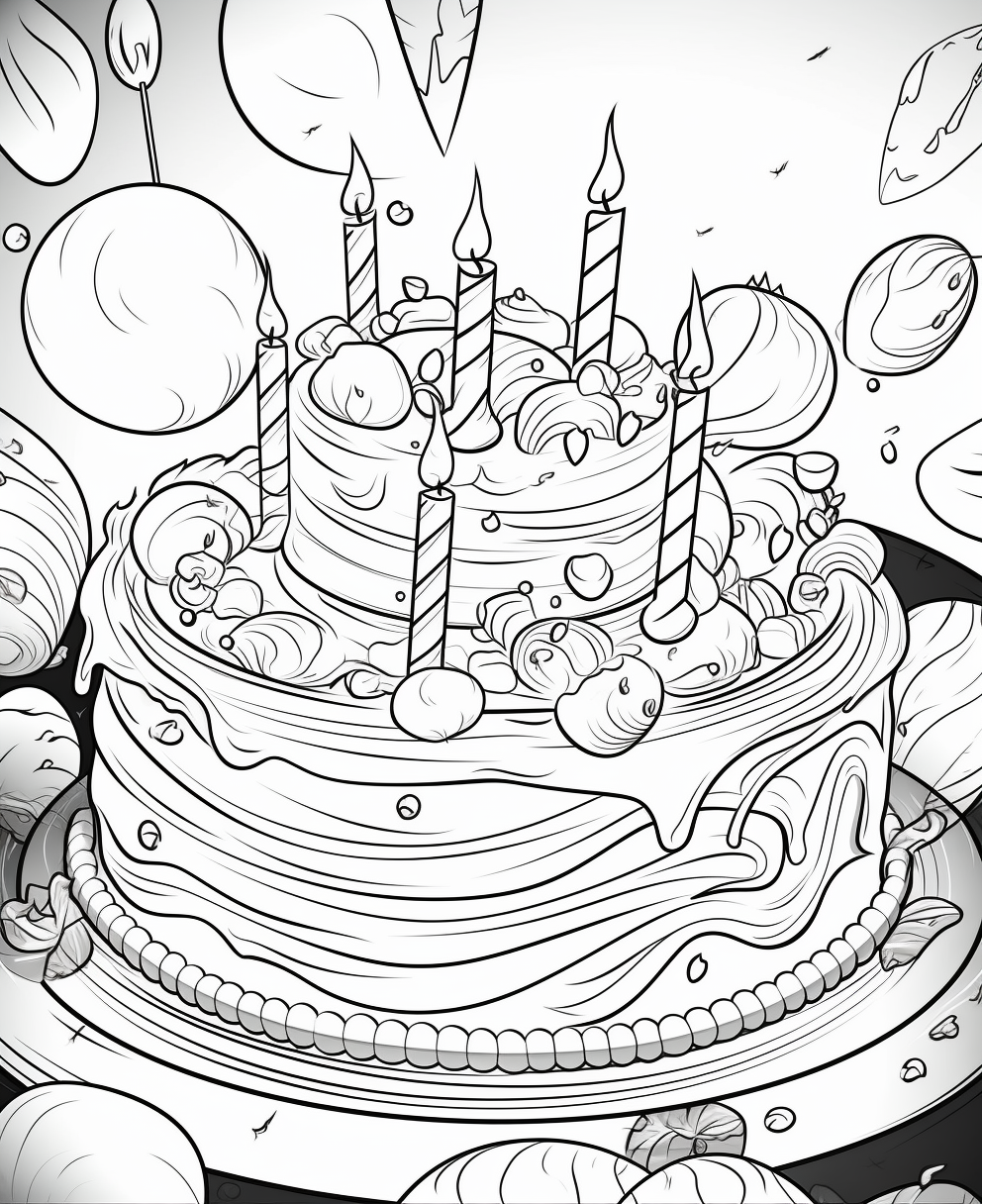 133+ Coloring Page of a Birthday Cake Printable 115