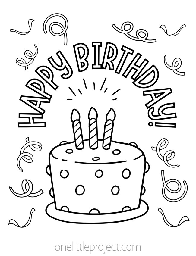 133+ Coloring Page of a Birthday Cake Printable 125