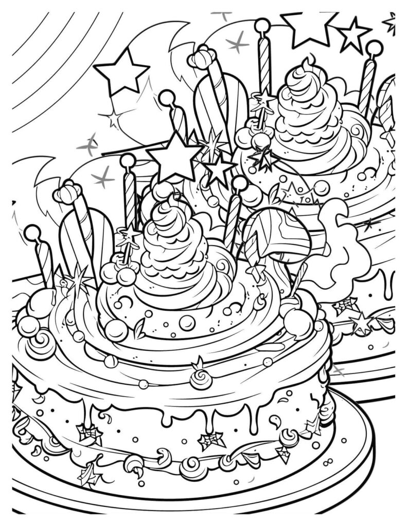 133+ Coloring Page of a Birthday Cake Printable 132