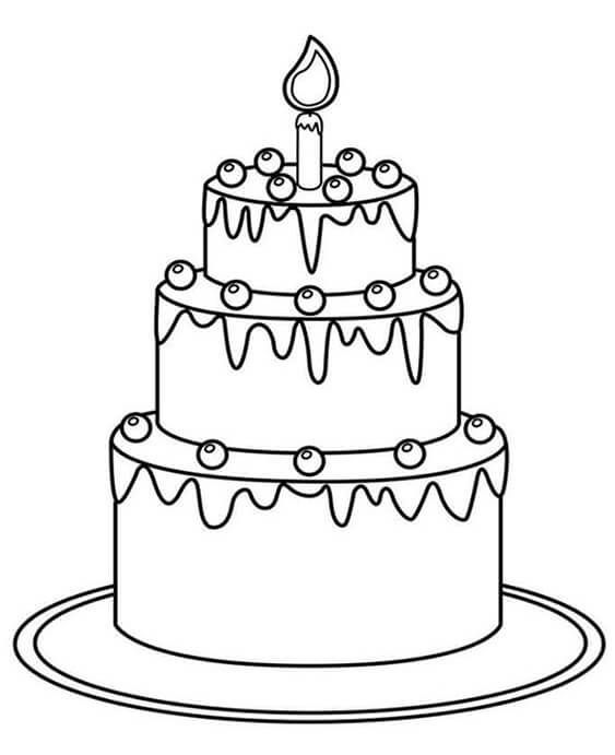 133+ Coloring Page of a Birthday Cake Printable 17