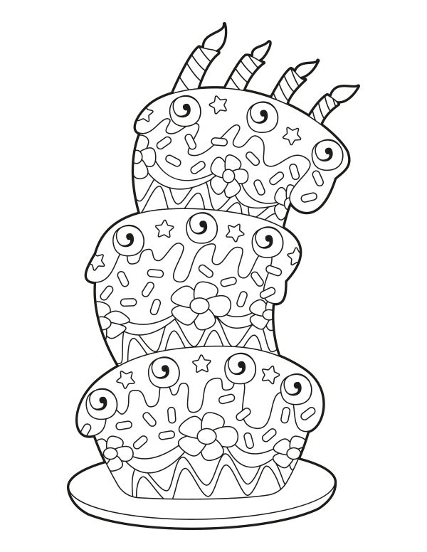 133+ Coloring Page of a Birthday Cake Printable 20