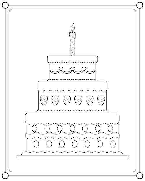 133+ Coloring Page of a Birthday Cake Printable 22