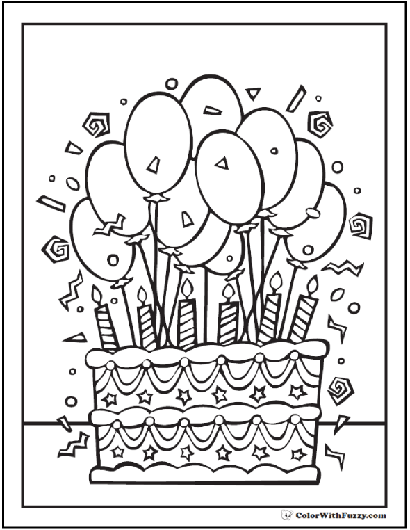 133+ Coloring Page of a Birthday Cake Printable 3