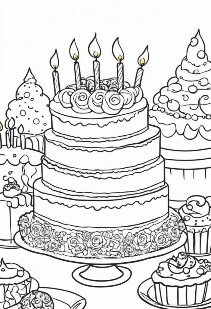 133+ Coloring Page of a Birthday Cake Printable 34