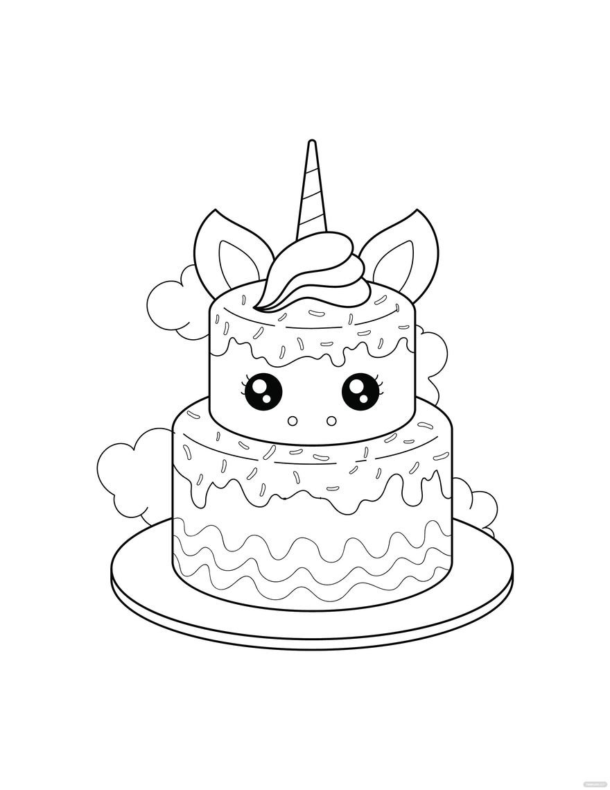 133+ Coloring Page of a Birthday Cake Printable 39