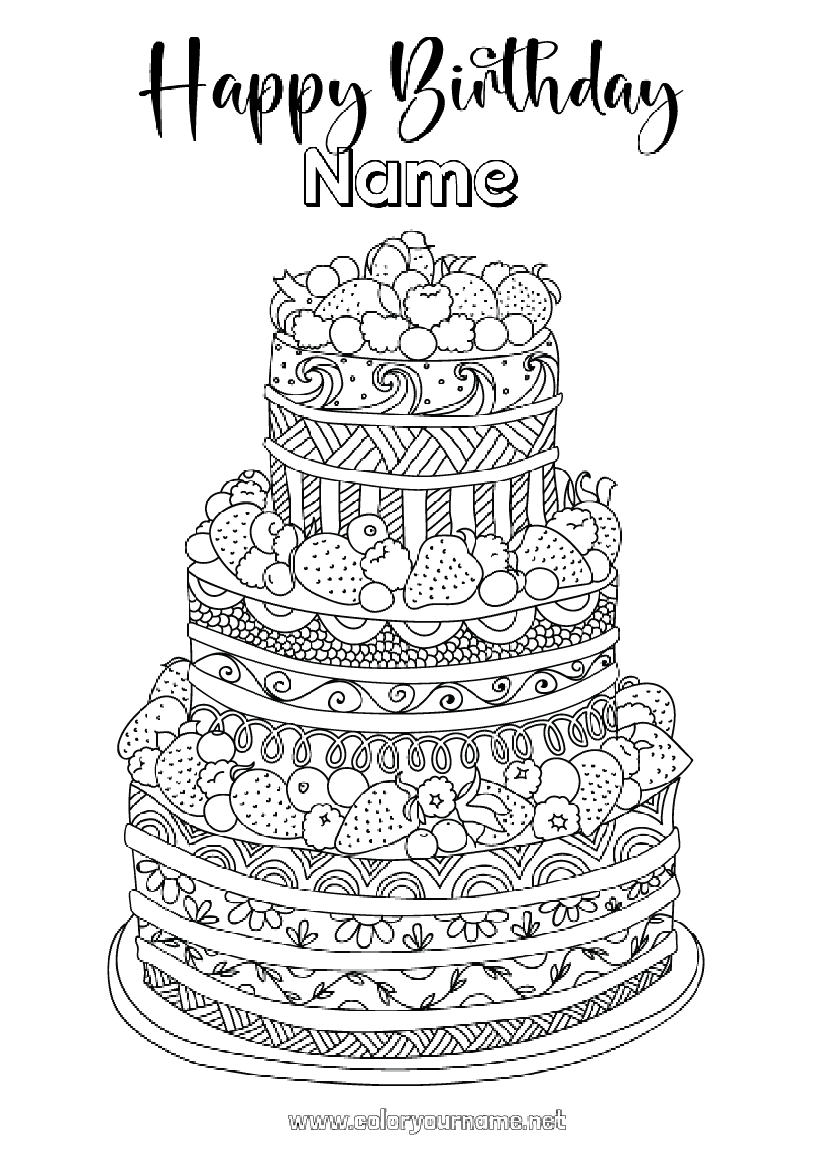 133+ Coloring Page of a Birthday Cake Printable 42