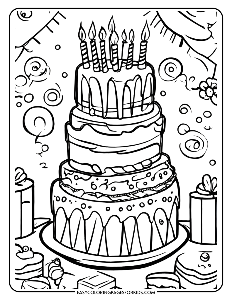 133+ Coloring Page of a Birthday Cake Printable 43