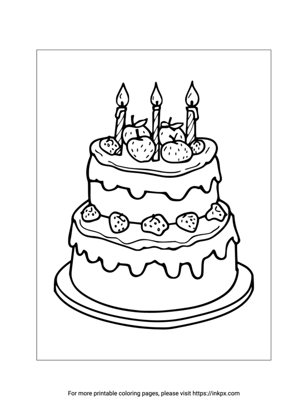 133+ Coloring Page of a Birthday Cake Printable 51