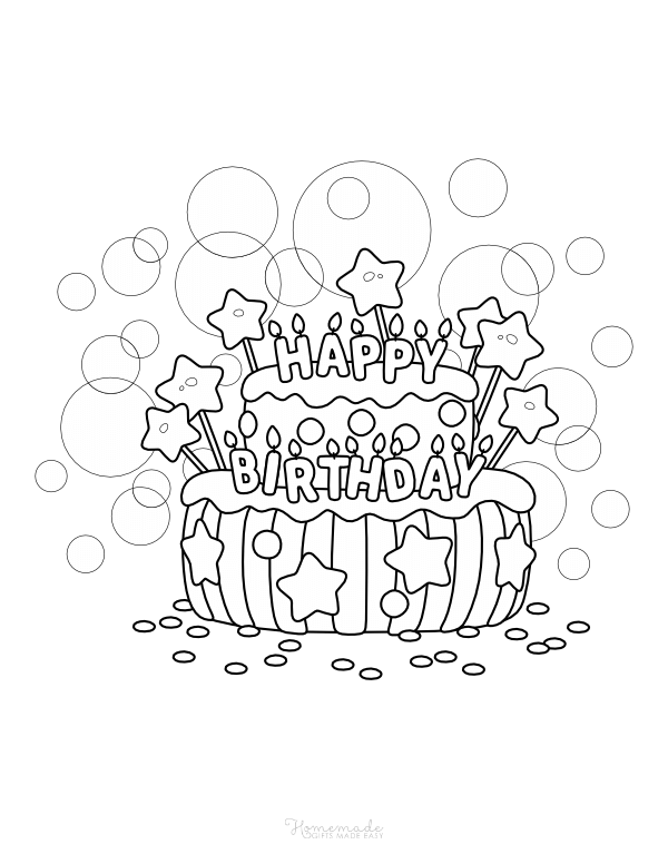 133+ Coloring Page of a Birthday Cake Printable 53