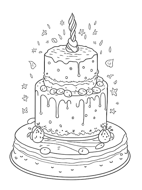 133+ Coloring Page of a Birthday Cake Printable 55