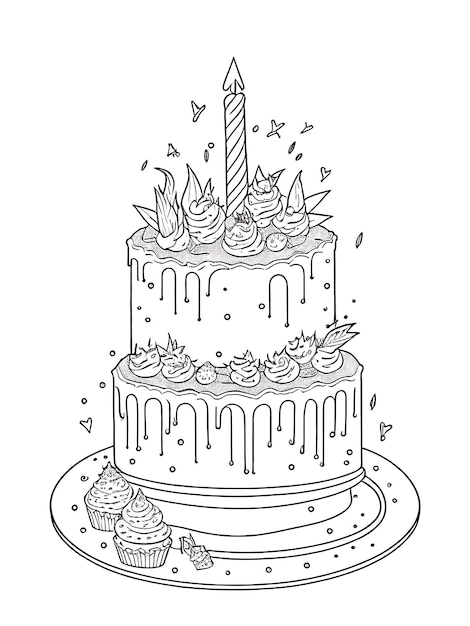 133+ Coloring Page of a Birthday Cake Printable 72