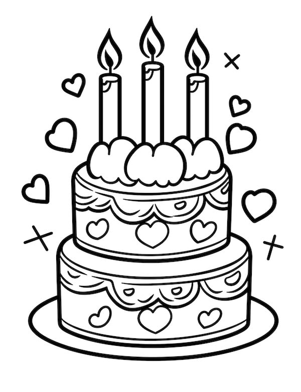 133+ Coloring Page of a Birthday Cake Printable 76