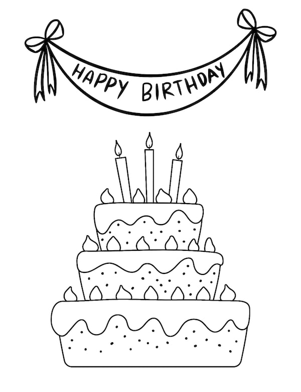 133+ Coloring Page of a Birthday Cake Printable 87