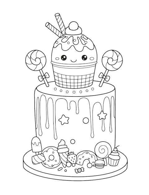 133+ Coloring Page of a Birthday Cake Printable 9