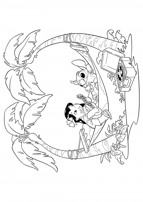 135+ Stitch and Lilo Coloring Printable 131