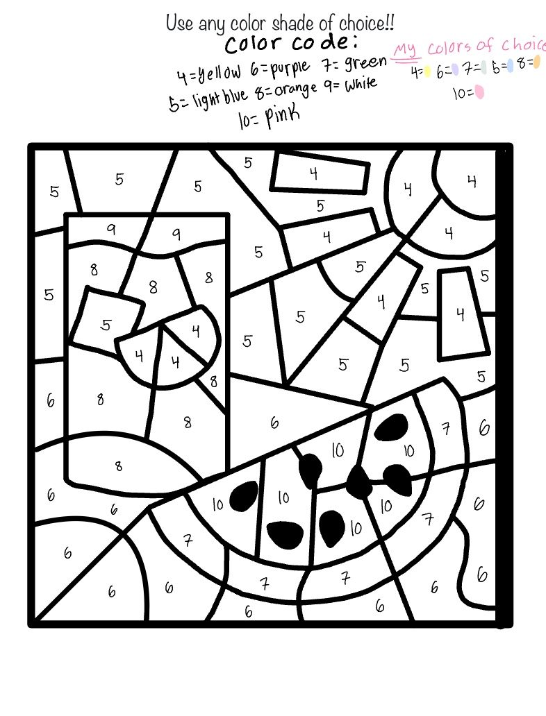 193 Summer Coloring by Numbers Printable 16