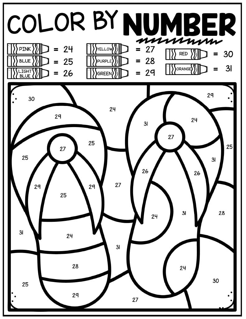 193 Summer Coloring by Numbers Printable 19