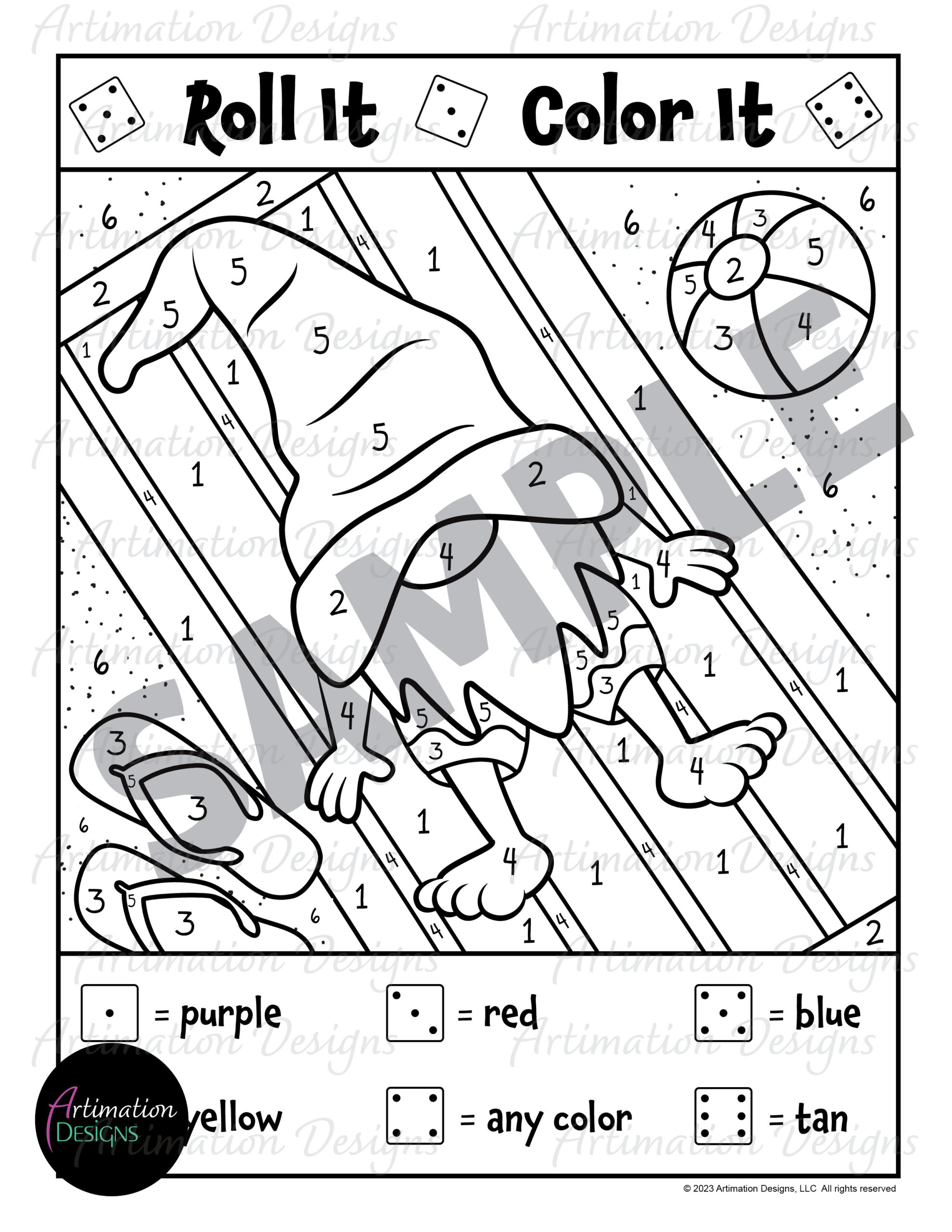 193 Summer Coloring by Numbers Printable 22