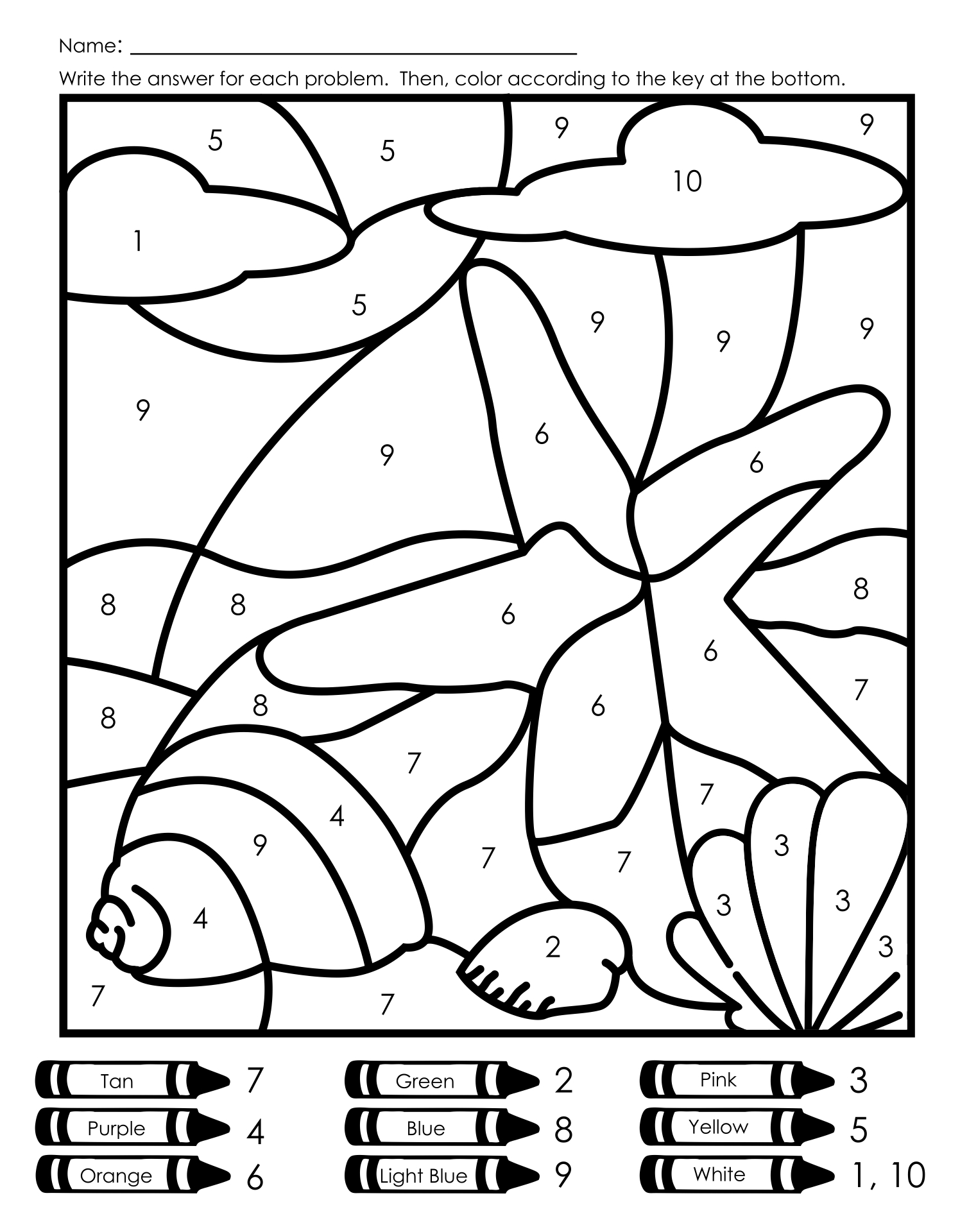 193 Summer Coloring by Numbers Printable 30