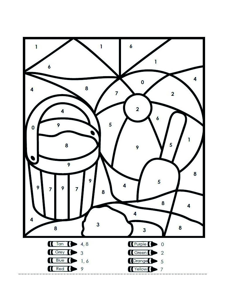 193 Summer Coloring by Numbers Printable 36