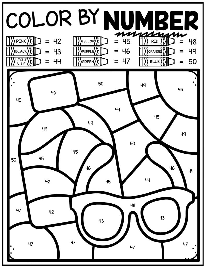 193 Summer Coloring by Numbers Printable 51