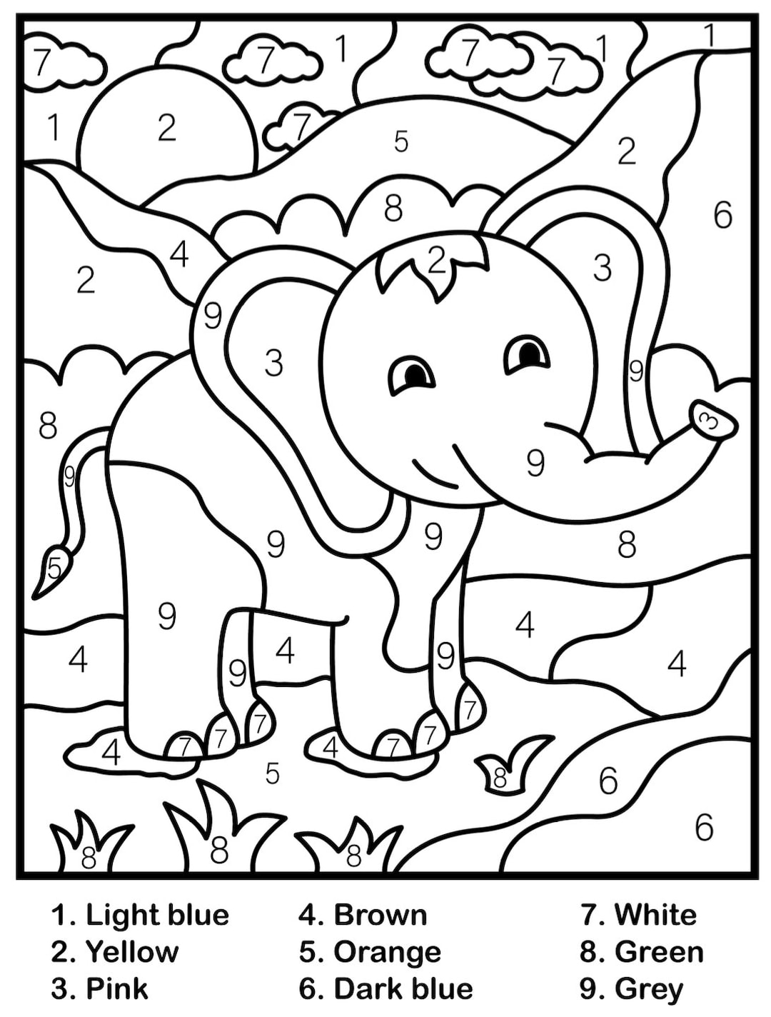 193 Summer Coloring by Numbers Printable 73