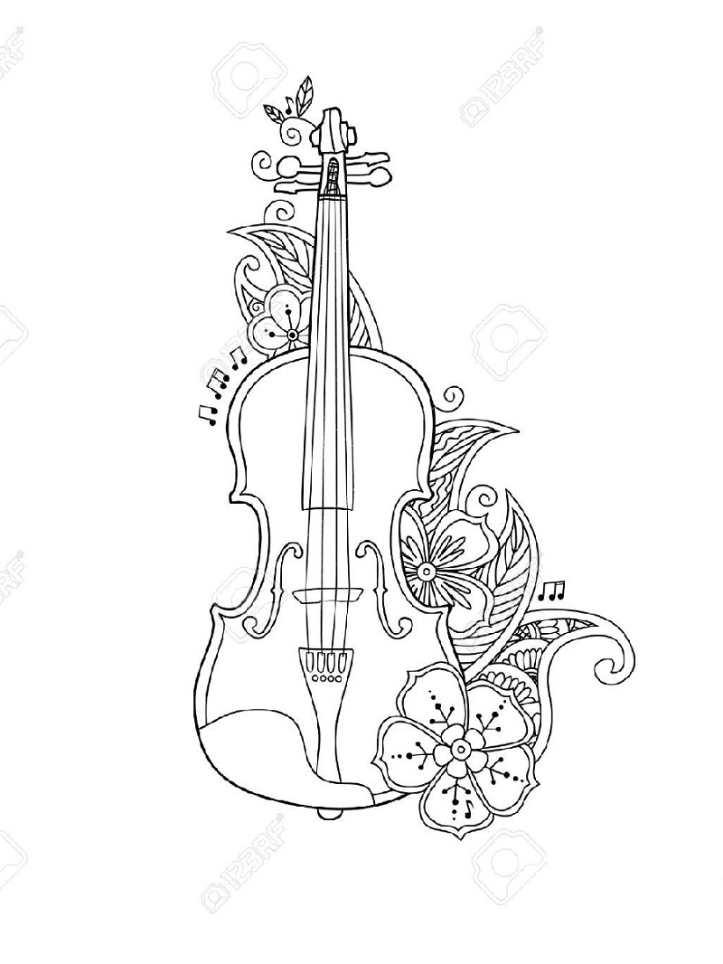 109 Violin Coloring Pages Printable 28